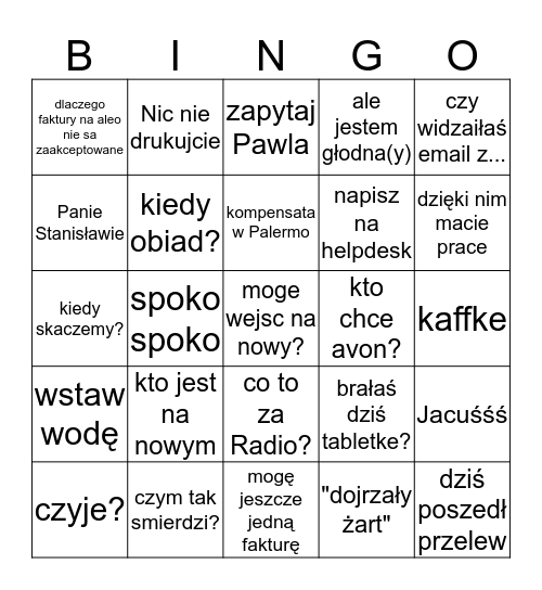 ROZLICZENIA 2017-05-31 Bingo Card