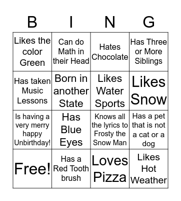 Getting to Know Each Other Bingo Card