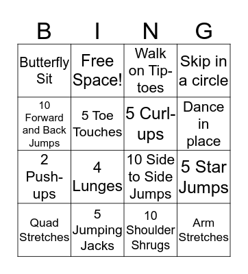 FITNESS BINGO Card