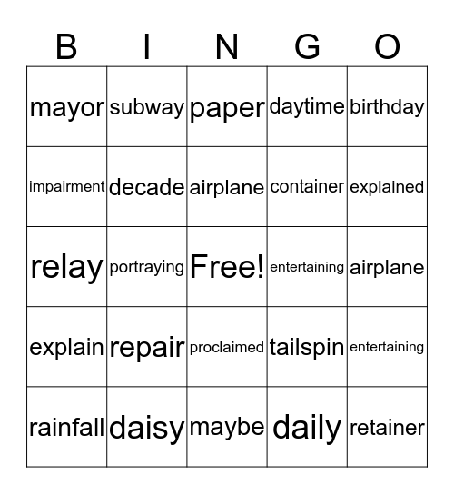 Untitled Bingo Card