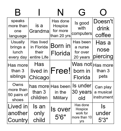 How Well do You Know your Team Bingo Card