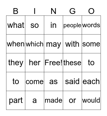 Bingo1 Bingo Card