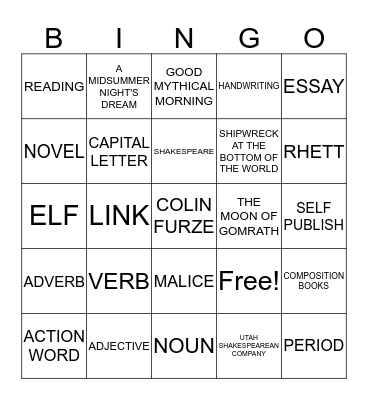 The End of English  Bingo Card