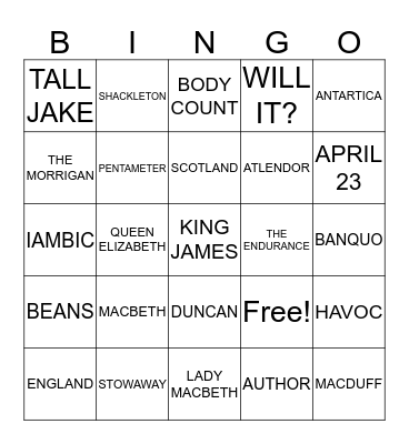THE END OF ENGLISH Bingo Card
