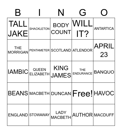 THE END OF ENGLISH Bingo Card