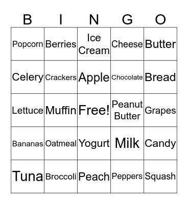 HEALTHY EATING Bingo Card