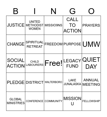 Walterboro District CTBT Bingo Card