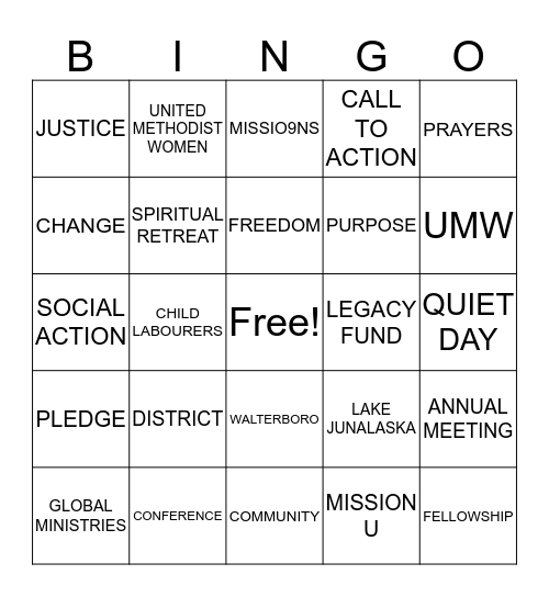 Walterboro District CTBT Bingo Card