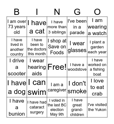 Ni'nogad Bingo Card