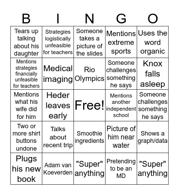 Greg Wells Bingo Card