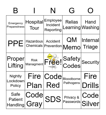 Safety Fair 2017 Bingo Card