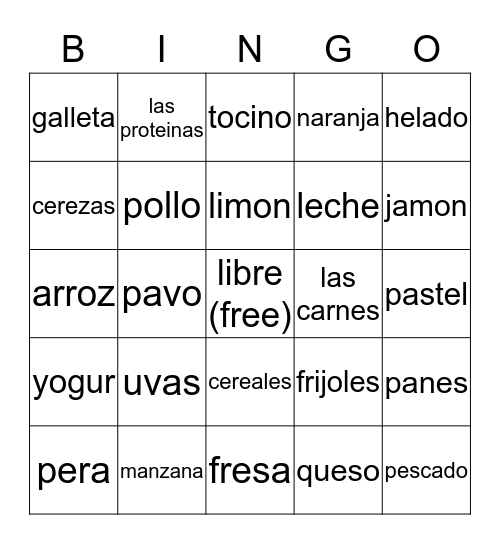 spanish foods Bingo Card