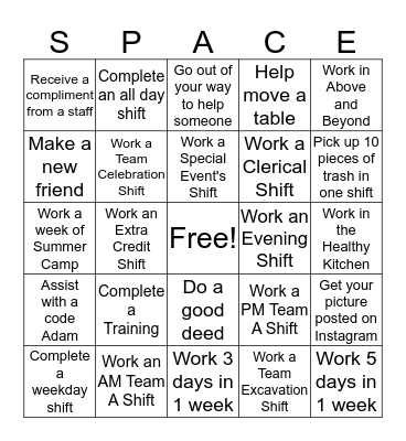 Volunteer Bingo Card