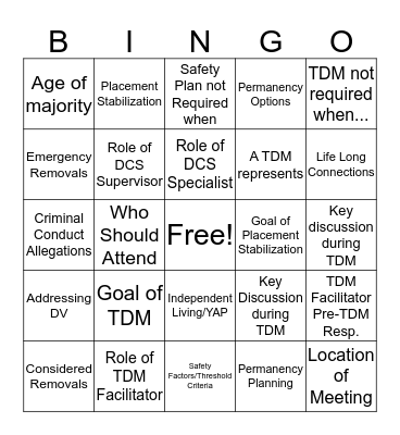 TDM BINGO Card