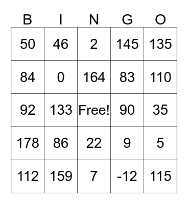 Angle Addition Bingo Card