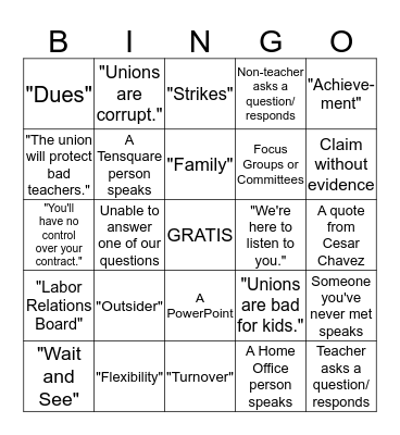 Captive Meeting Bingo Card