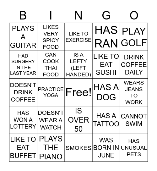 SIGNATURE BINGO Card