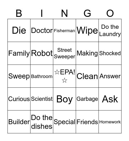 Test Vocabulary Review Bingo Card