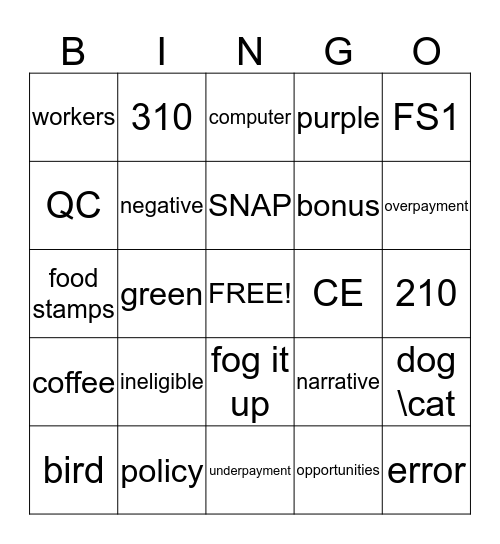 Untitled Bingo Card