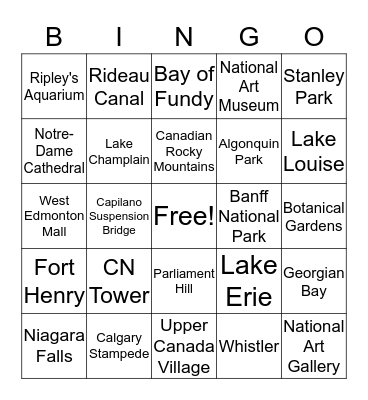 Canada 150 /  Bingo Card
