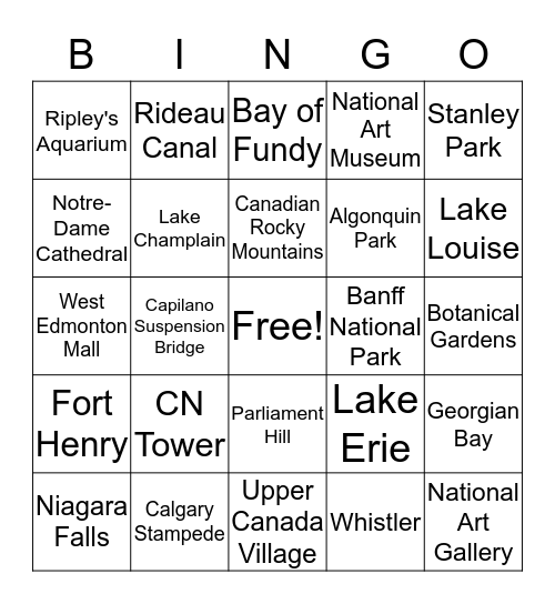 Canada 150 /  Bingo Card