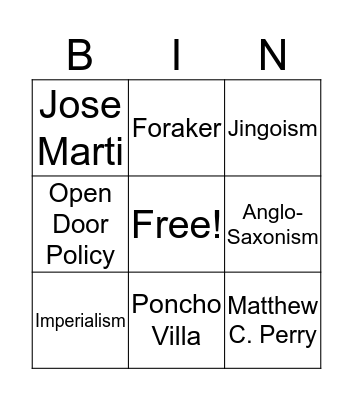 Imperialism Bingo Card