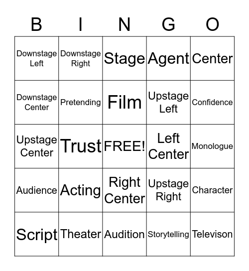 Acting Bingo Card