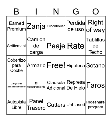 Language Line Bingo Card