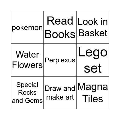 Finn's List Bingo Card