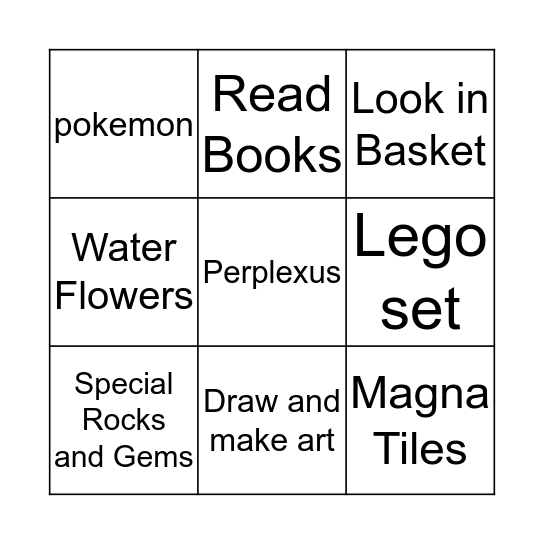 Finn's List Bingo Card