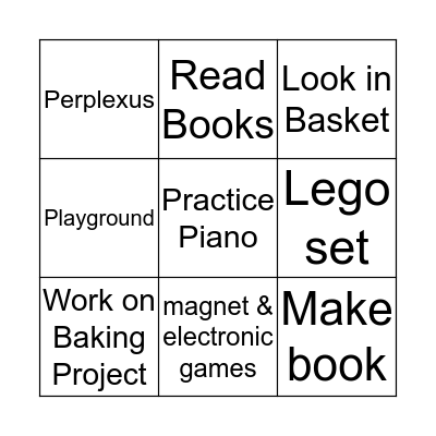 Ali's List Bingo Card