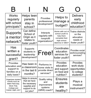 Find someone who... Bingo Card