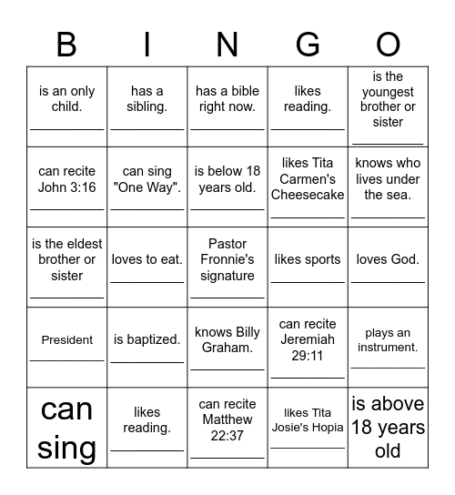 HUMAN BINGO: Get the signature of someone who.... Bingo Card