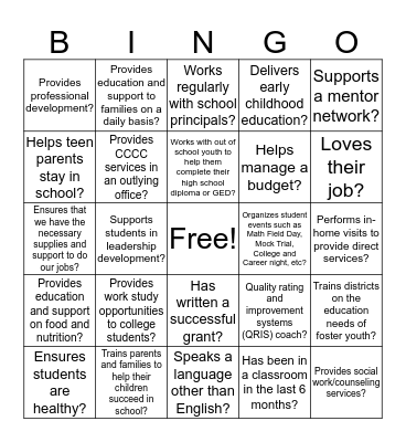 Find someone who... Bingo Card