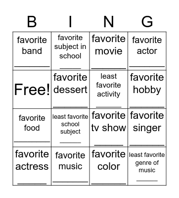BINGO Card