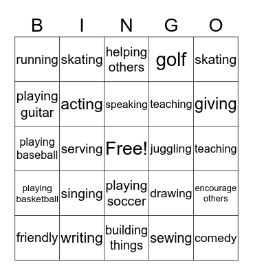 Talent BINGO Card