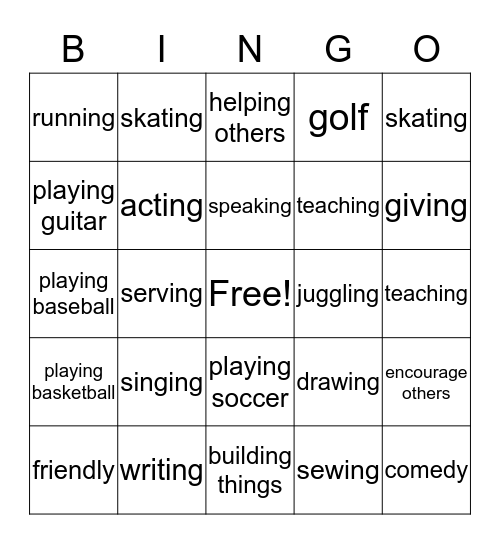 Talent BINGO Card