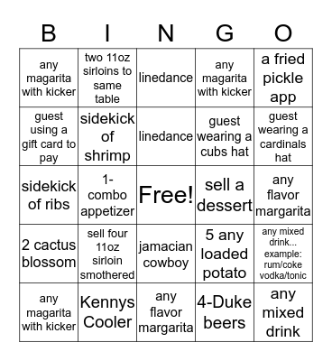 summer bev Bingo Card