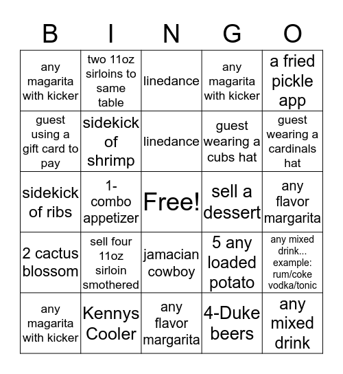 summer bev Bingo Card