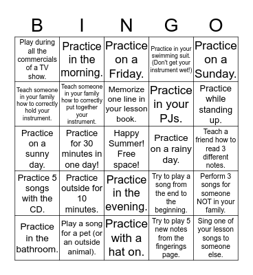 5th/6th Grade Summer Practice! Bingo Card