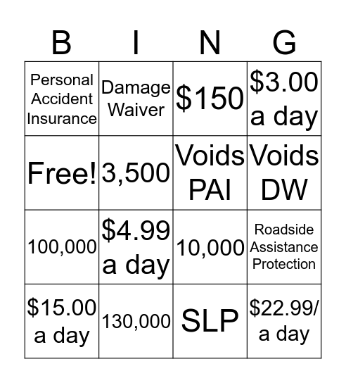 Protection Product Refresher Bingo Card