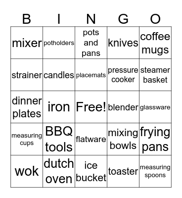 Rachael's Wedding Shower Bingo Card