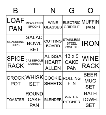 ALISSA'S BRIDAL BINGO Card