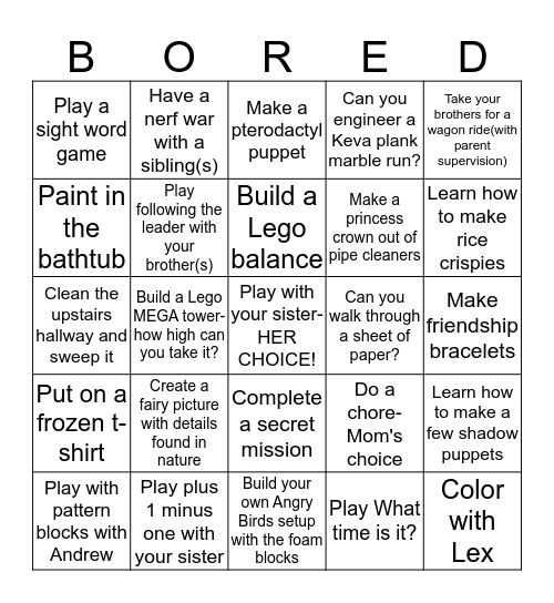 Bored Bingo Card
