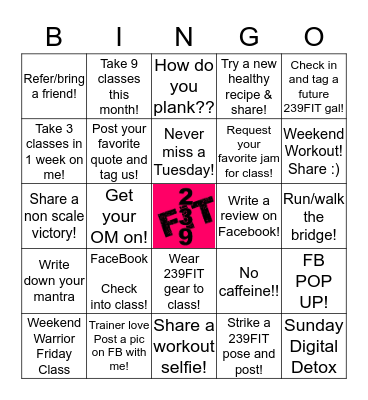 239FIT FITNESS BINGO Card