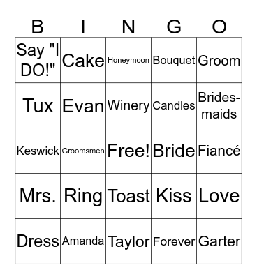 Wedding Bingo Card