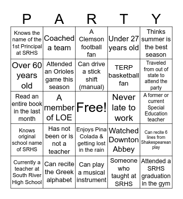 PARTY BINGO Card