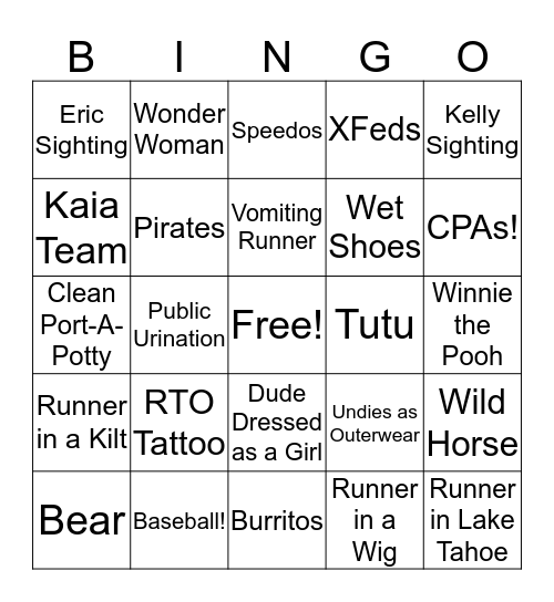 RTO BINGO! Bingo Card