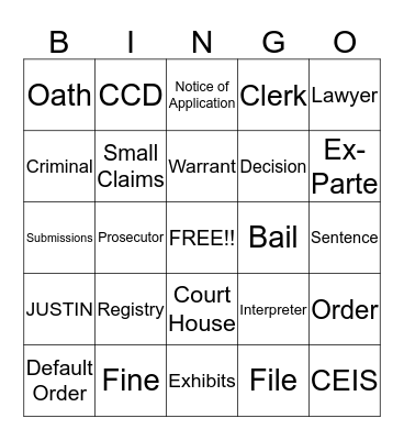 Court Bingo Card