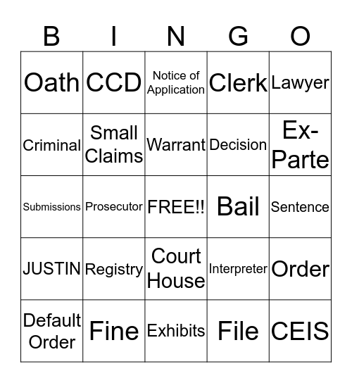 Court Bingo Card